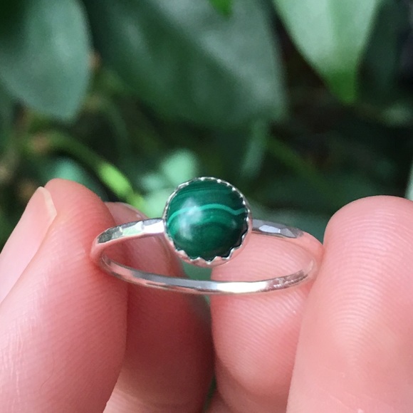 sterling silver malachite ring - Picture 2 of 4
